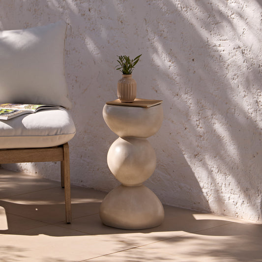 Alder Small Concrete Garden Side Table - Sand