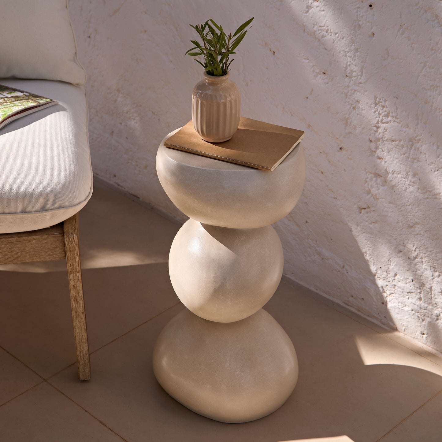 Alder Small Concrete Garden Side Table - Sand