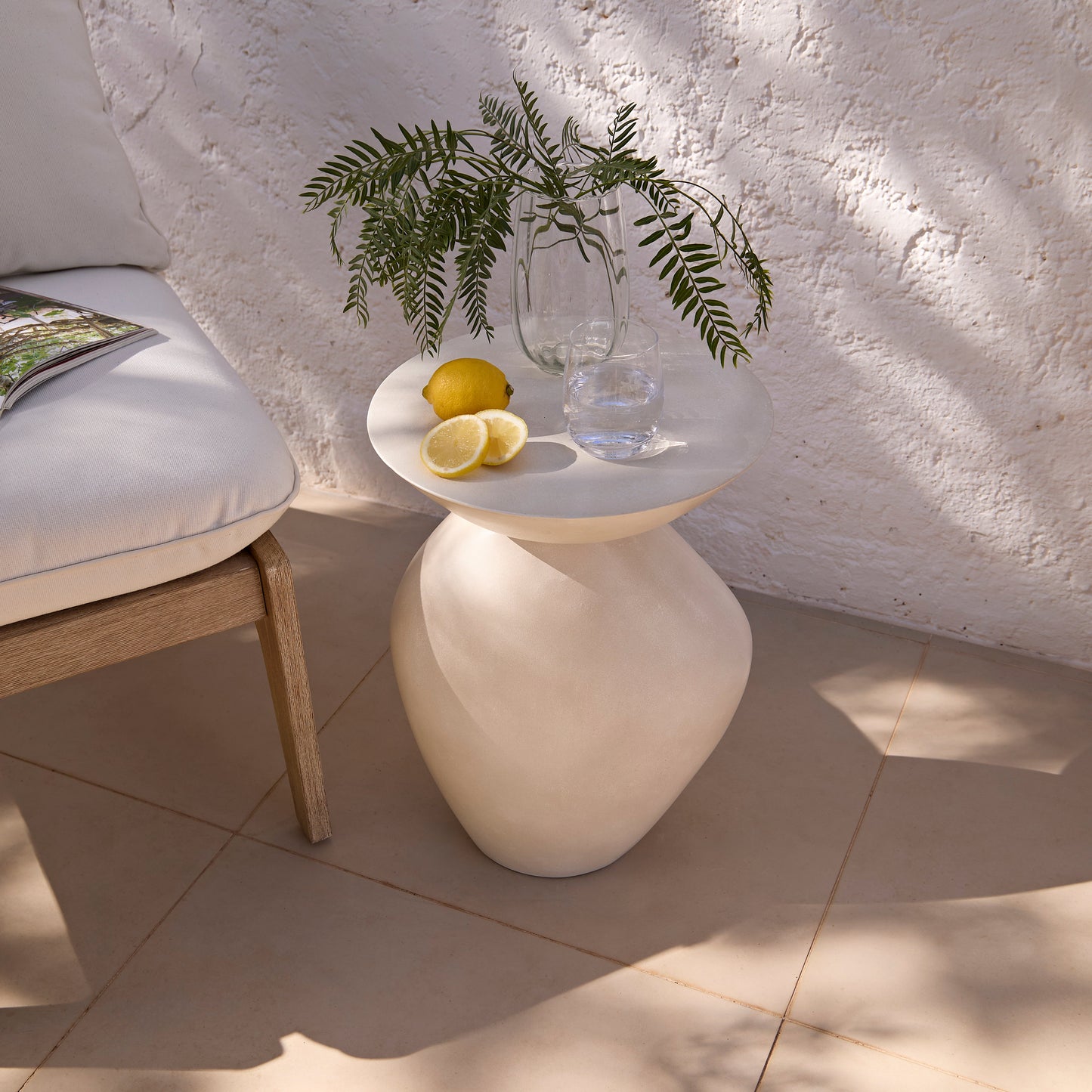 Alder Concrete Garden Side Table - Sand