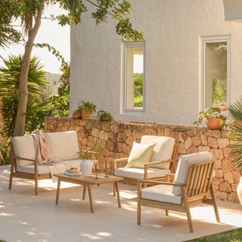 compare product Alora Wooden Garden Conversation Set - White Acacia