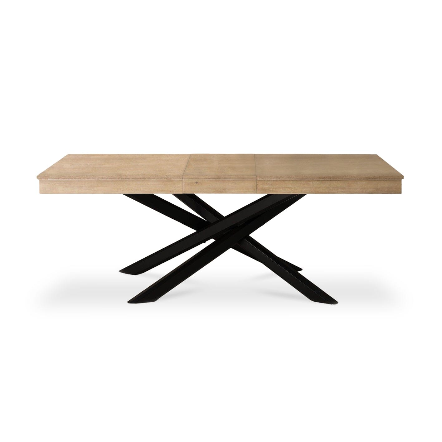 Amelia Pale Oak Wood Dining Table - Extendable - Black Legs