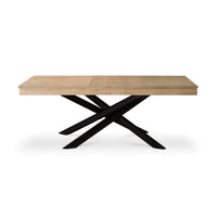 Amelia Pale Oak Wood Dining Table - Extendable - Black Legs