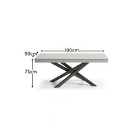 Amelia 6 Seater Concrete Garden Dining Table - Metal Legs - Pale Grey