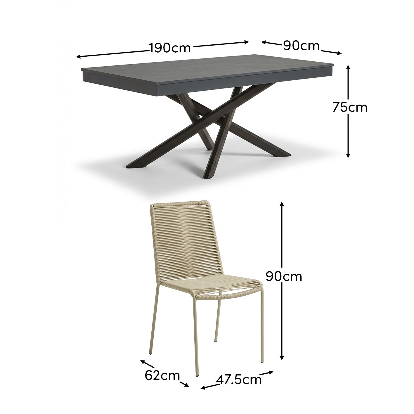 Amelia 6 Seater Dove Grey Concrete Garden Dining Set with Ryder Clay Chairs