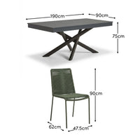 Amelia 6 Seater Dove Grey Concrete Garden Dining Set with Ryder Khaki Chairs