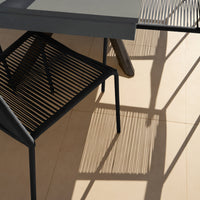 Amelia 6 Seater Dove Grey Concrete Garden Dining Set with Ryder Black Chairs