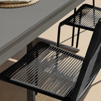 Amelia 6 Seater Dove Grey Concrete Garden Dining Set with Ryder Black Chairs