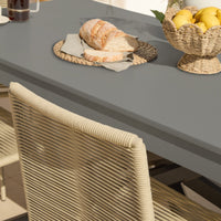 Amelia 6 Seater Dove Grey Concrete Garden Dining Set with Ryder Clay Chairs