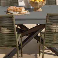 Amelia 6 Seater Dove Grey Concrete Garden Dining Set with Ryder Khaki Chairs