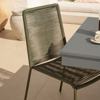 Amelia 6 Seater Dove Grey Concrete Garden Dining Set with Ryder Khaki Chairs