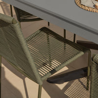 Amelia 6 Seater Dove Grey Concrete Garden Dining Set with Ryder Khaki Chairs