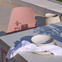 Amelia 6 Seater Pale Grey Concrete Garden Dining Set with Wren Dusty Pink Chairs