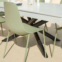 Amelia 190cm Pale Grey Table Set - 6 Seater - Wren Olive Green Chairs