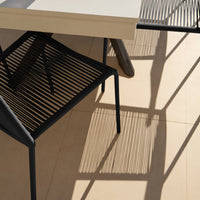 Amelia 6 Seater Pale Grey Concrete Garden Dining Set with Ryder Black Chairs