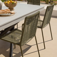 Amelia 6 Seater Pale Grey Concrete Garden Dining Set with Ryder Khaki Chairs