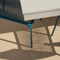 Amelia 6 Seater Pale Grey Concrete Garden Dining Set with Ryder Teal Chairs