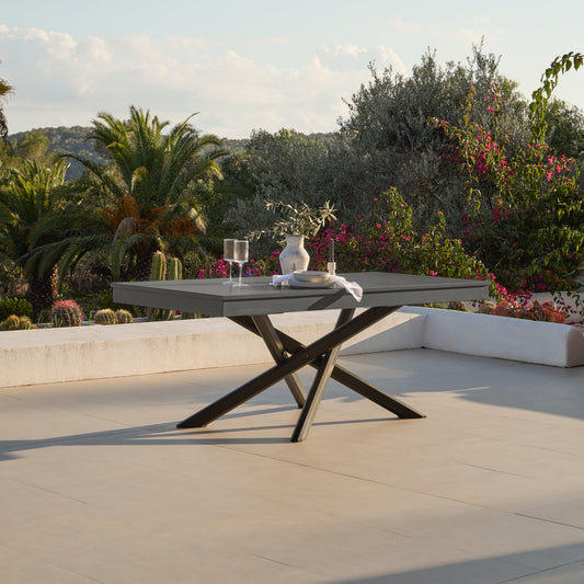 Amelia 6 Seater Dove Grey Concrete Garden Dining Set with Ryder Clay Chairs