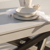 Amelia 6 Seater Concrete Garden Dining Table - Metal Legs - Pale Grey