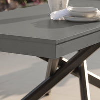 Amelia 6 Seater Concrete Garden Dining Table - Metal Legs - Dove Grey