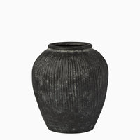 Outlet - Anze 20cm Terracotta Vase - Rustic Black