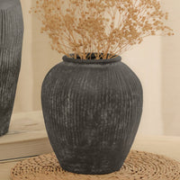 Outlet - Anze 20cm Terracotta Vase - Rustic Black