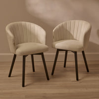 Arabella Natural Beige Dining Chairs - Set of 2 - Black Oak Legs