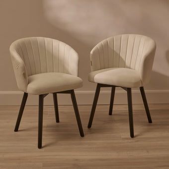 compare product Arabella Natural Beige Dining Chairs - Set of 2 - Black Oak Legs