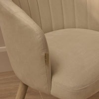 Arabella Natural Beige Dining Chairs - Set of 2 - Black Oak Legs