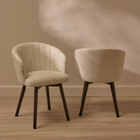 Arabella Natural Beige Dining Chairs - Set of 2 - Black Oak Legs