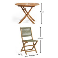 Ashby 6 Seater White Acacia Garden Dining Set with Cove Green Rope Chairs - 130cm