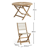 Ashby 8 Seater White Acacia Garden Dining Set with Cove Beige Rope Chairs - 160cm