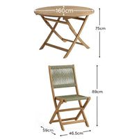 Ashby 8 Seater White Acacia Garden Dining Set with Cove Green Rope Chairs - 160cm