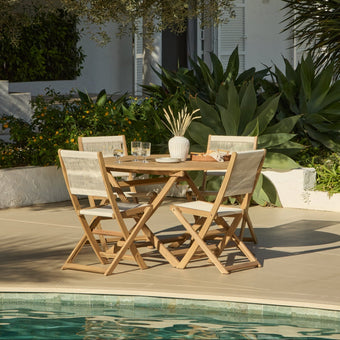compare product Ashby 4 Seater White Acacia Garden Dining Set with Cove Beige Rope Chairs - 130cm