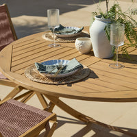Ashby 4 Seater White Acacia Garden Dining Set with Cove Pink Rope Chairs - 130cm