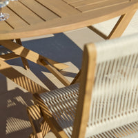 Ashby 6 Seater White Acacia Garden Dining Set with Cove Beige Rope Chairs - 130cm