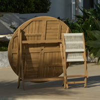Ashby 6 Seater White Acacia Garden Dining Set with Cove Beige Rope Chairs - 130cm