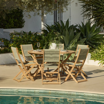 compare product Ashby 6 Seater White Acacia Garden Dining Set with Cove Green Rope Chairs - 130cm