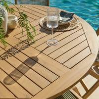 Ashby 6 Seater White Acacia Garden Dining Set with Cove Green Rope Chairs - 130cm