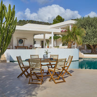 Ashby 6 Seater White Acacia Garden Dining Set with Cove Beige Rope Chairs - 160cm