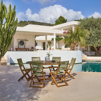 Ashby 6 Seater White Acacia Garden Dining Set with Cove Green Rope Chairs - 160cm