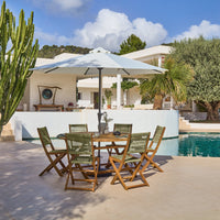 Ashby 6 Seater White Acacia Garden Dining Set with Cove Green Rope Chairs - 160cm