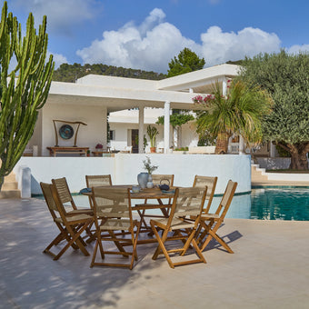 compare product Ashby 8 Seater White Acacia Garden Dining Set with Cove Beige Rope Chairs - 160cm