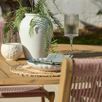 Ashby 6 Seater White Acacia Garden Dining Set with Cove Pink Rope Chairs - 160cm