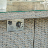 Aston 9 Seater Rattan Garden Corner Sofa Set with Fire Pit - Brown Weave