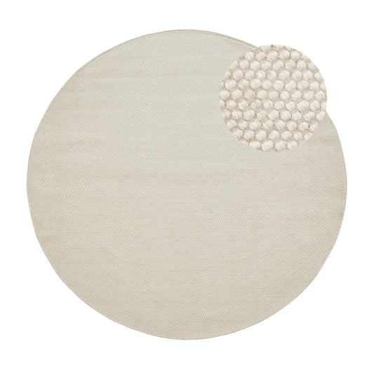 Outlet - Atcham Clay/ Natural Round Rug  Wool with Cotton  - 200cm