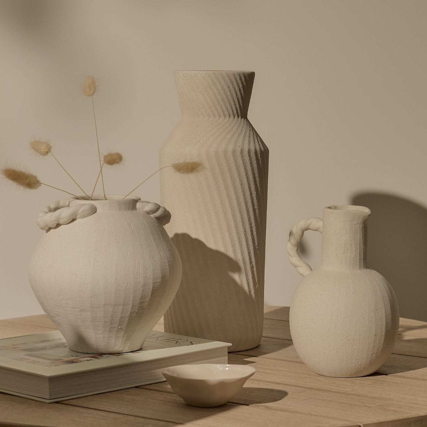 Outlet - Bayswater 18cm Ceramic Vase with Handles - Beige