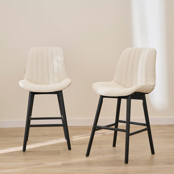 compare product Bella Light Beige Boucle Bar Stool - Black Oak Legs