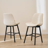 Bella Light Beige Boucle Bar Stool - Black Oak Legs