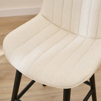 Bella Light Beige Boucle Bar Stool - Black Oak Legs