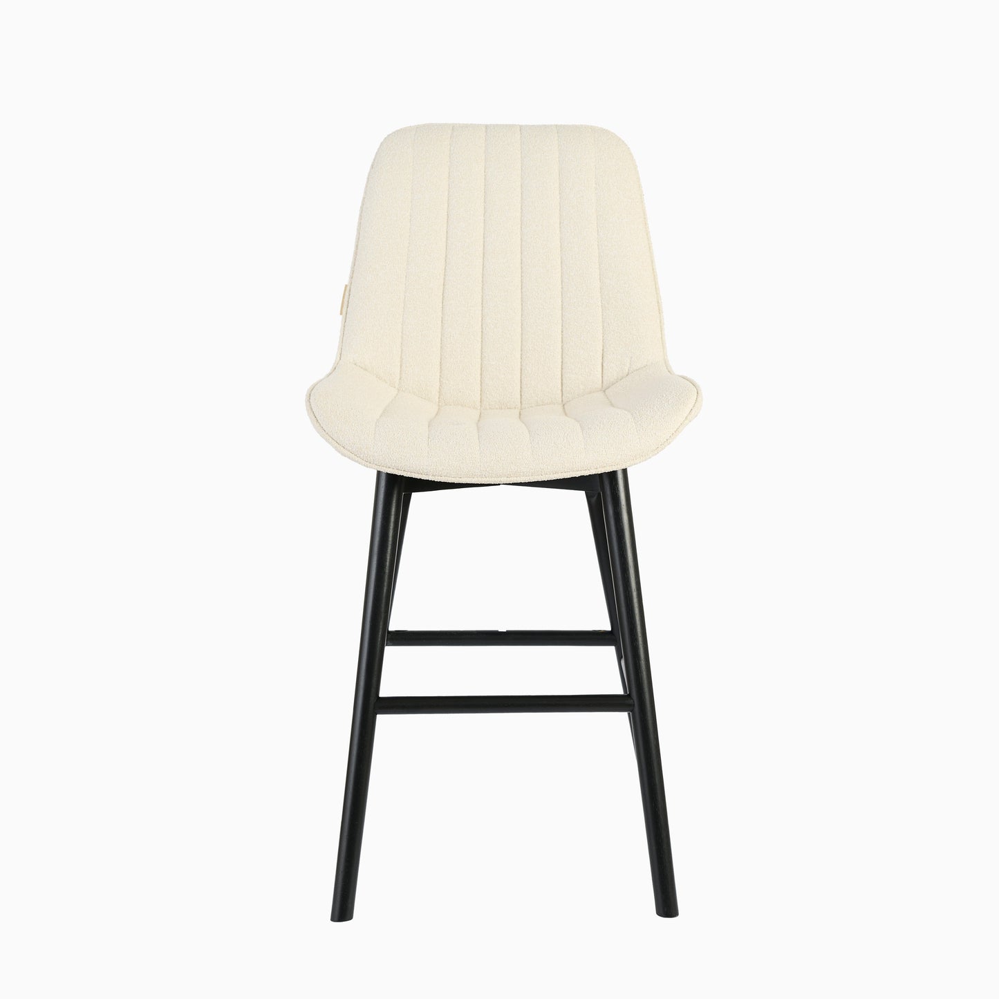 Bella Light Beige Boucle Bar Stool - Black Oak Legs